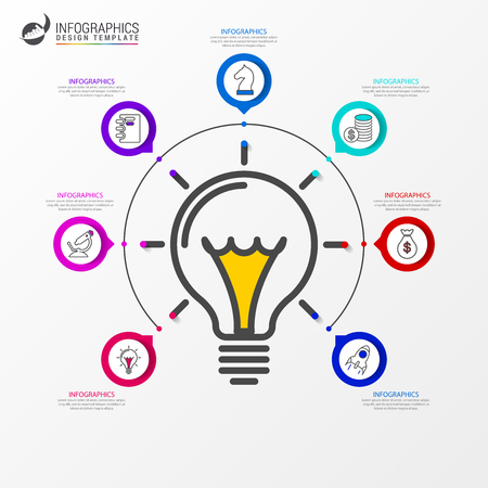 Infographic design template. Creative concept with 7 steps. Can be used for workflow layout, diagram, banner, webdesign. Vector illustrationのイラスト素材