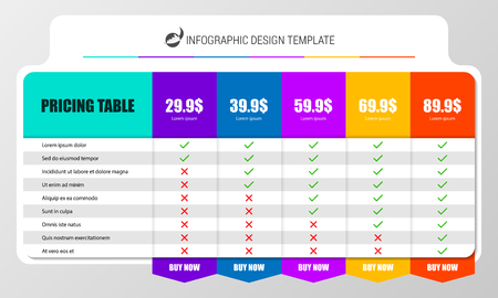 Infographic design template. Pricing table concept. Can be used for workflow layout, diagram, banner, webdesign. Vector illustrationのイラスト素材