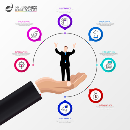 Infographic design template. Creative concept with 7 steps. Can be used for workflow layout, diagram, banner, webdesign. Vector illustrationのイラスト素材