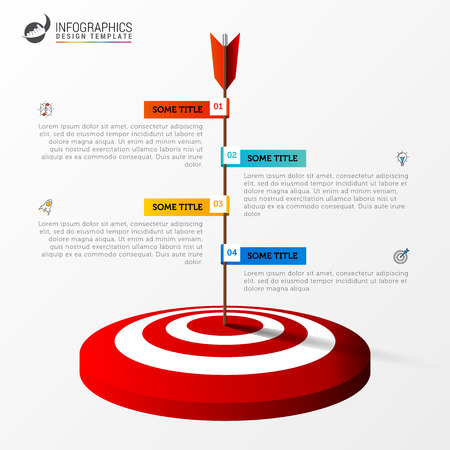 Infographic design template. Timeline concept with target. Vector illustrationのイラスト素材