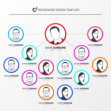 Creative organization chart. Infographic design template. Vector illustrationのイラスト素材