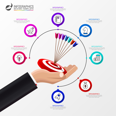 Infographic design template. Creative concept with 7 steps. Can be used for workflow layout, diagram, banner, webdesign. Vector illustrationのイラスト素材