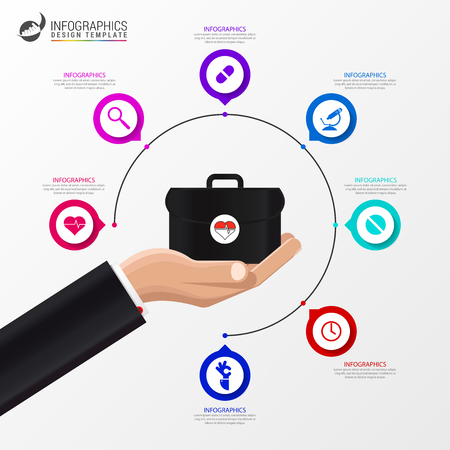 Infographic design template. Creative concept with 7 steps. Can be used for workflow layout, diagram, banner, webdesign. Vector illustrationのイラスト素材