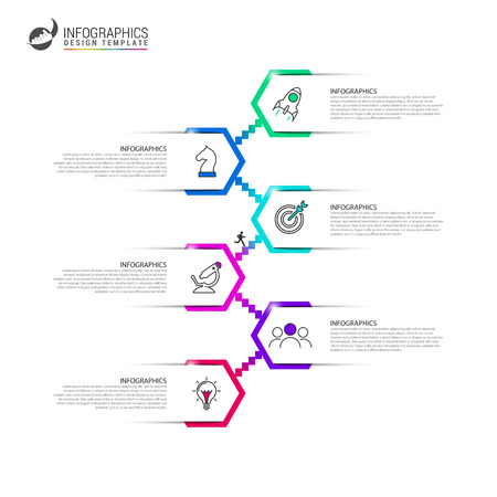 Infographic design template. Creative concept with 6 steps. Can be used for workflow layout, diagram, banner, webdesign. Vector illustrationのイラスト素材
