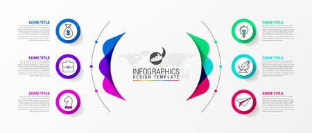 Infographic design template. Creative concept with 6 steps. Can be used for workflow layout, diagram, banner, webdesign. Vector illustrationのイラスト素材