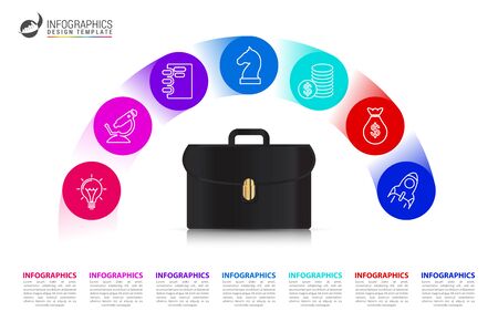 Infographic design template. Creative concept with 7 steps. Can be used for workflow layout, diagram, banner, webdesign. Vector illustrationのイラスト素材