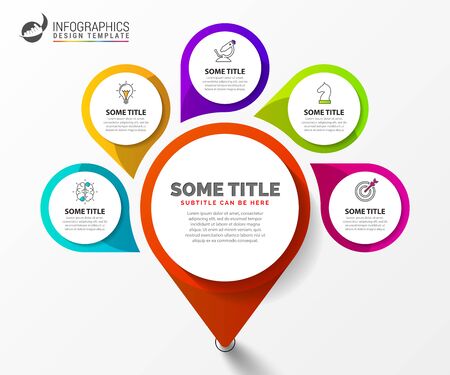 Infographic design template. Creative concept with 5 steps. Can be used for workflow layout, diagram, banner, webdesign. Vector illustrationのイラスト素材