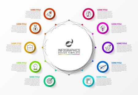 Infographic design template. Creative concept with 10 steps. Can be used for workflow layout, diagram, banner, webdesign. Vector illustrationのイラスト素材