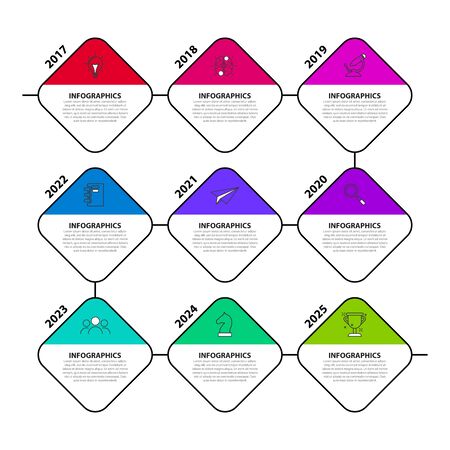 Infographic design template. Creative concept with 9 steps. Can be used for workflow layout, diagram, banner, webdesign. Vector illustrationのイラスト素材