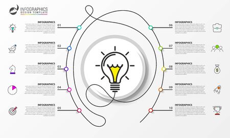 Infographic design template. Creative concept with 10 steps. Can be used for workflow layout, diagram, banner, webdesign. Vector illustrationのイラスト素材