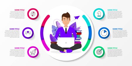 Infographic design template. Creative concept with 6 steps. Can be used for workflow layout, diagram, banner, webdesign. Vector illustrationのイラスト素材