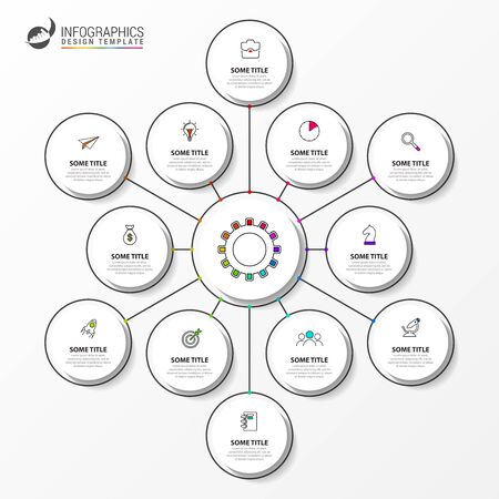Infographic design template. Creative concept with 12 steps. Can be used for workflow layout, diagram, banner, webdesign. Vector illustrationのイラスト素材