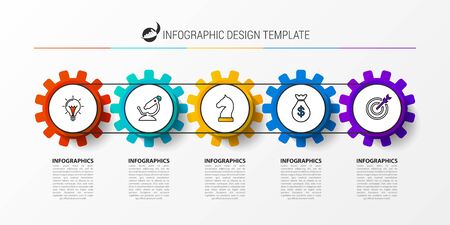 Infographic design template. Creative concept with 5 steps. Can be used for workflow layout, diagram, banner, webdesign. Vector illustrationのイラスト素材