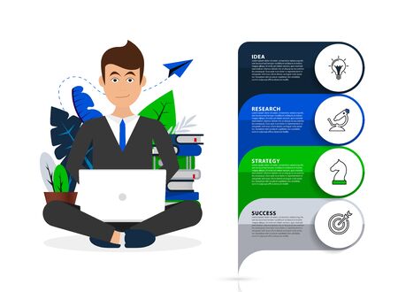 Infographic design template. Creative concept with 4 steps. Can be used for workflow layout, diagram, banner, webdesign. Vector illustrationのイラスト素材