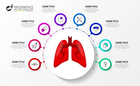 Infographic design template. Health care with 8 steps. Can be used for workflow layout, diagram, banner, webdesign. Vector illustrationのイラスト素材
