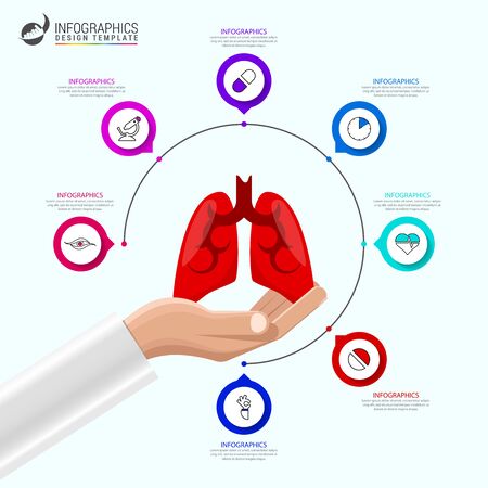 Infographic design template. Health care with 7 steps.のイラスト素材