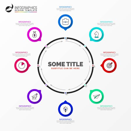 Infographic design template. Creative concept with 8 steps. Can be used for workflow layout, diagram, banner, webdesign. Vector illustration.のイラスト素材