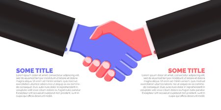 Handshake businessman agreement. Illustration. Flat style. Vectorのイラスト素材