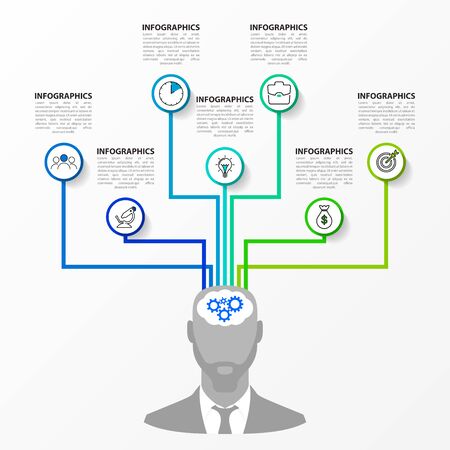 Infographic design template. Creative concept with 7 steps. Can be used for workflow layout, diagram, banner, webdesign. Vector illustrationのイラスト素材