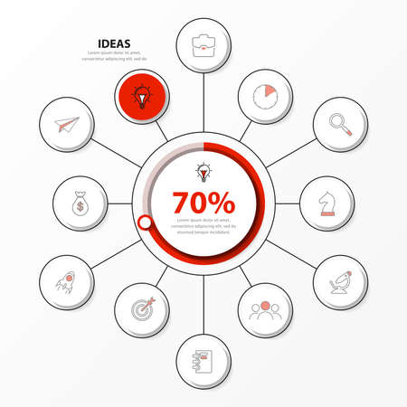 Infographic design template. Creative concept with 12 steps. Can be used for workflow layout, diagram, banner, webdesign. Vector illustrationのイラスト素材