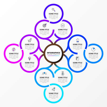 Infographic design template. Creative concept with 12 steps. Can be used for workflow layout, diagram, banner, webdesign. Vector illustrationのイラスト素材