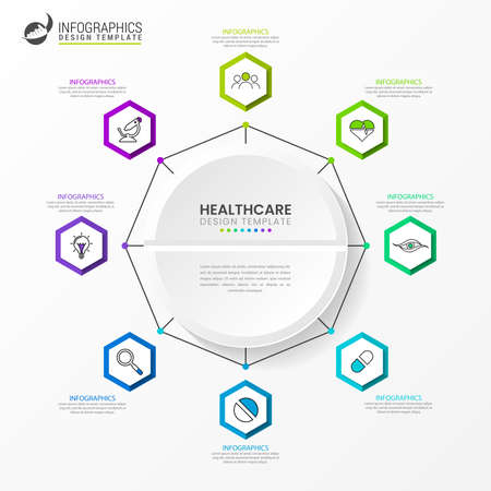 Infographic design template. Creative concept with 8 steps. Can be used for workflow layout, diagram, banner, web design. Vector illustrationのイラスト素材