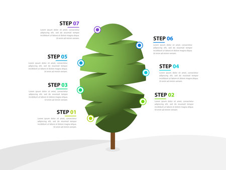 Infographic design template. Creative concept with 7 steps. Can be used for workflow layout, diagram, banner, webdesign. Vector illustrationのイラスト素材
