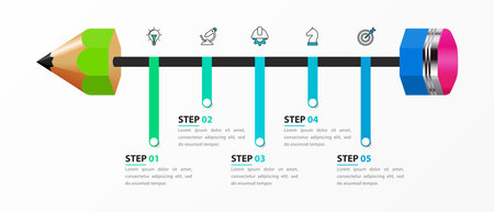 Infographic design template. Creative concept with 5 steps. Can be used for workflow layout, diagram, banner, webdesign. Vector illustrationのイラスト素材