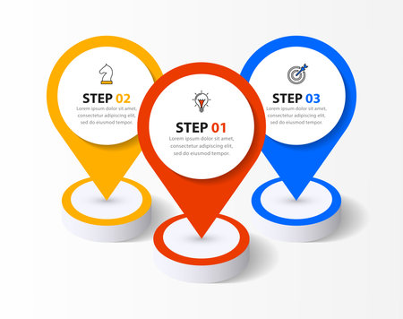 Infographic design template. Creative concept with 3 steps. Can be used for workflow layout, diagram, banner, webdesign. Vector illustrationのイラスト素材