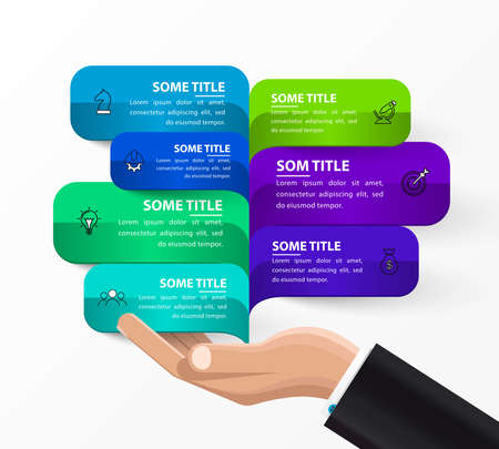 Infographic design template. Creative concept with 7 steps. Can be used for workflow layout, diagram, banner, webdesign. Vector illustrationのイラスト素材