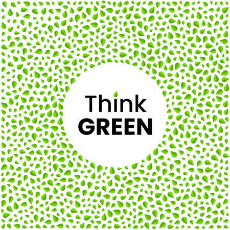 Think green. Environmental concept with leaves. Vector illustrationのイラスト素材