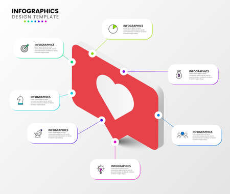 Infographic design template. Creative concept with 7 steps. Can be used for workflow layout, diagram, banner, webdesign. Vector illustrationのイラスト素材