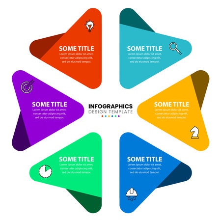 Infographic design template. Creative concept with 6 steps. Can be used for workflow layout, diagram, banner, webdesign. Vector illustrationのイラスト素材
