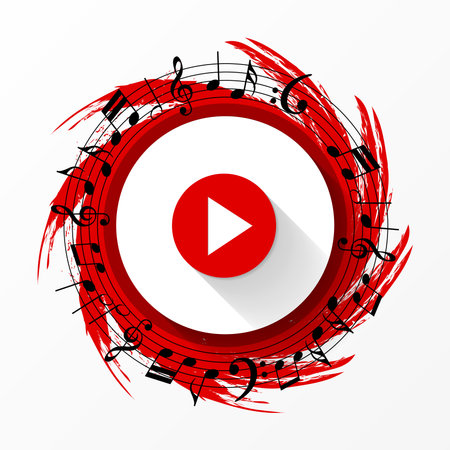 Abstract play button with music notes. Vector illustrationのイラスト素材