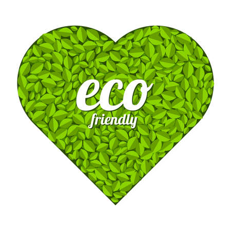 Heart symbol formed by leaves. eco friendly. Vector illustrationのイラスト素材