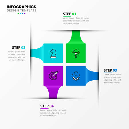 Infographic design template. Creative concept with 4 steps. Can be used for workflow layout, diagram, banner, webdesign. Vector illustrationのイラスト素材