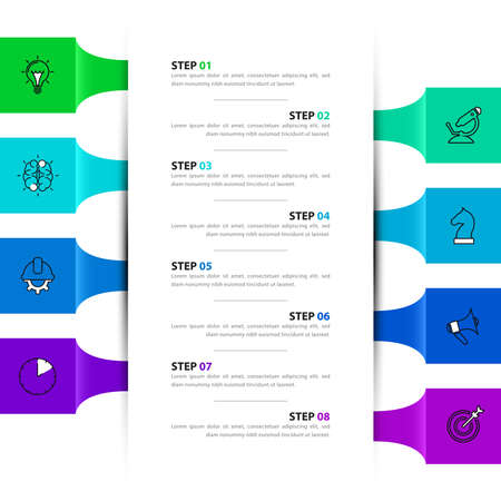 Infographic design template. Creative concept with 8 steps. Can be used for workflow layout, diagram, banner, webdesign. Vector illustrationのイラスト素材