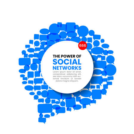 The Power of Social networks. Infographic design template. Speech bubble. Vector illustrationのイラスト素材