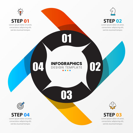 Infographic design template. Creative concept with 4 steps. Can be used for workflow layout, diagram, banner, webdesign. Vector illustrationのイラスト素材