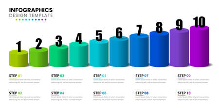 Infographic design template. Creative concept with 10 steps. Can be used for workflow layout, diagram, banner, webdesign. Vector illustrationのイラスト素材