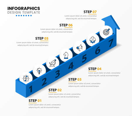 Infographic design template. Creative concept with 7 steps. Can be used for workflow layout, diagram, banner, webdesign. Vector illustrationのイラスト素材