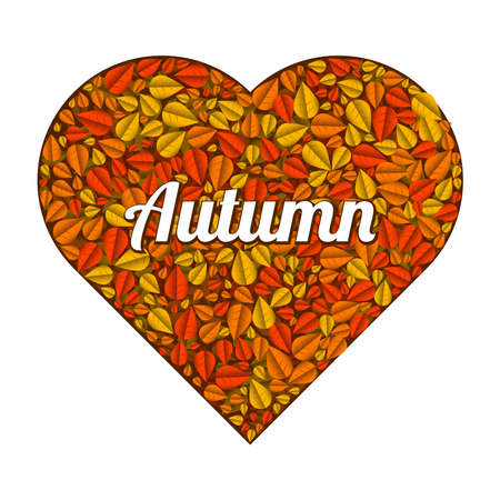 Heart symbol formed by leaves. Autumn. Vector illustrationのイラスト素材