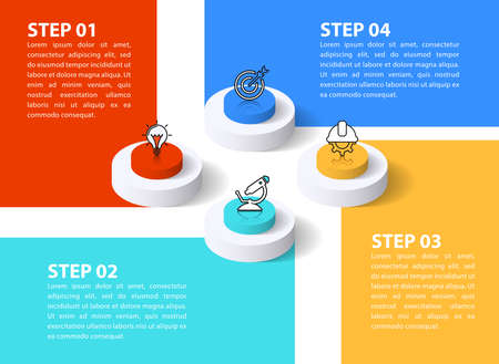 Infographic design template. Creative concept with 4 steps. Can be used for workflow layout, diagram, banner, webdesign. Vector illustrationのイラスト素材
