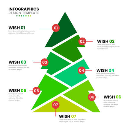 Infographic design template. Christmas concept with 7 wishes. Can be used for workflow layout, diagram, banner, webdesign. Vector illustrationのイラスト素材