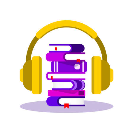 Concept of audio book with headphones. Vector illustrationのイラスト素材