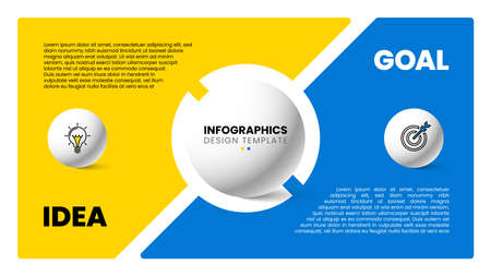 Infographic template with 2 options or steps. Idea and goal. Can be used for workflow layout, diagram, banner, webdesign. Vector illustrationのイラスト素材