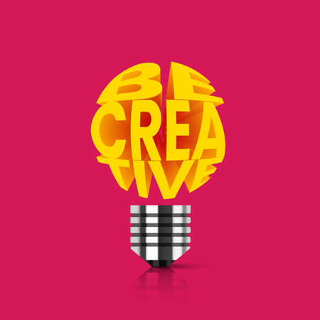 Be creative. Abstract light bulb with text. Vector illustrationのイラスト素材