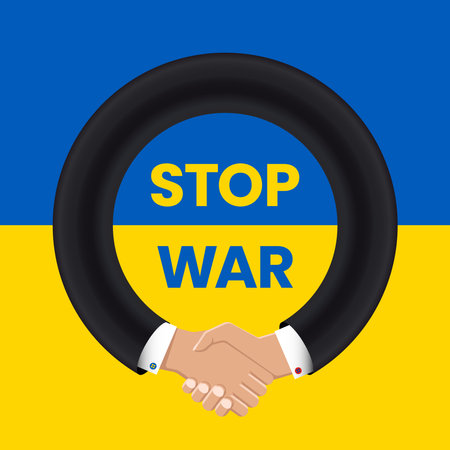 Stop War. Handshake. Peace concept. Vector illustrationのイラスト素材