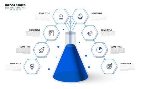 Infographic template with icons and 8 options or steps. Test Tube. Can be used for workflow layout, diagram, banner, webdesign. Vector illustrationのイラスト素材