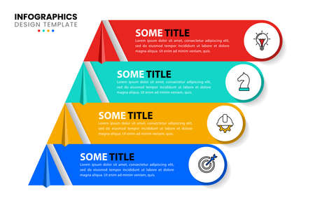 Infographic template with icons and 4 options or steps. Paper planes. Can be used for workflow layout, diagram, banner, webdesign. Vector illustrationのイラスト素材